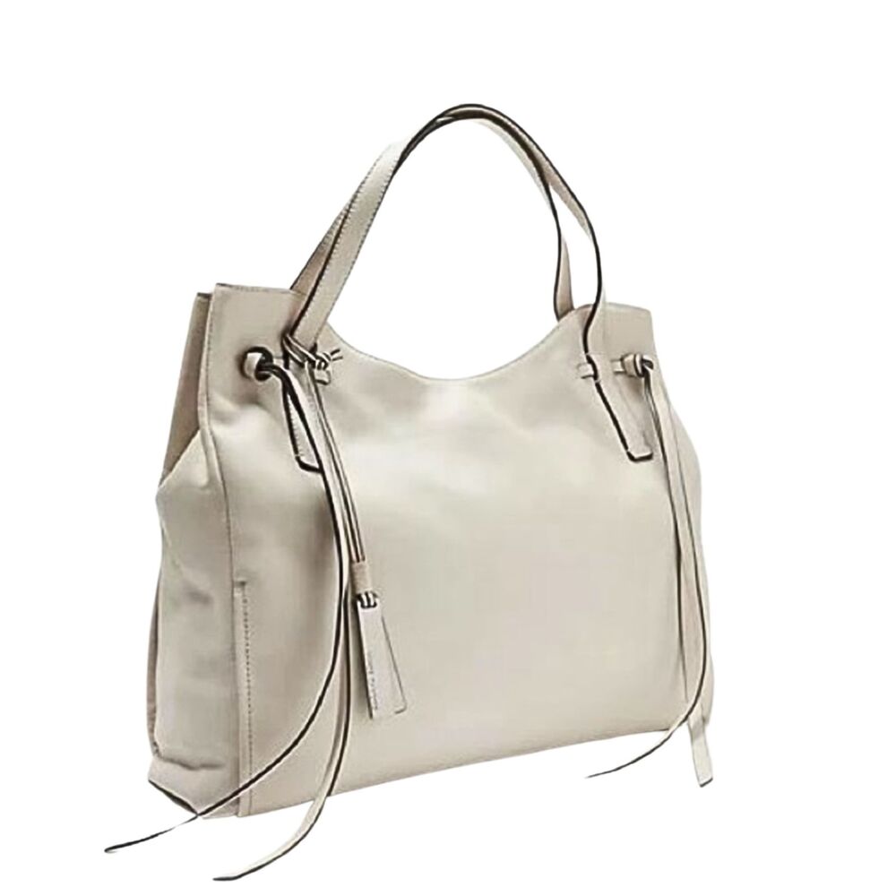 Vince Camuto Rilo Lt Smoke Leather Handbag Tote Knot Detail Purse Bag